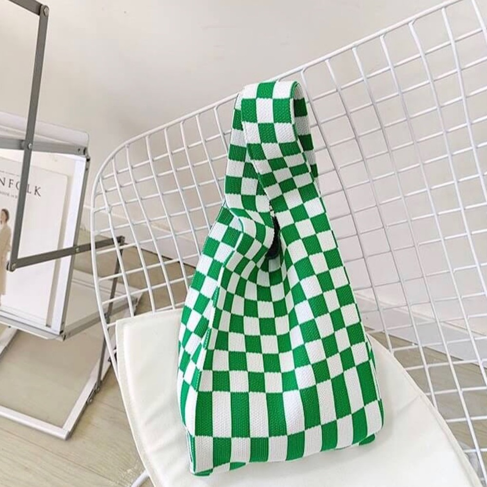 IVY KNIT CHECKERED TOTE BAG